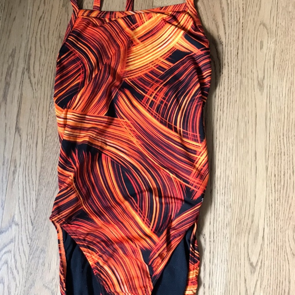 Speedo Endurance one piece swimsuit in black and orange